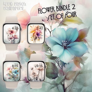 Apple Watch Wallpaper Flower Bundle 2, set of four, Soft color Flower, Flower Watch Face