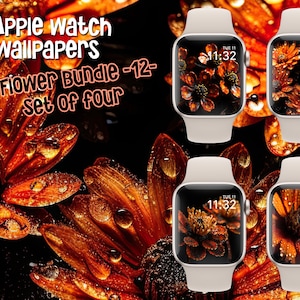 Apple Watch Wallpaper Flower Bundle 12, set of four, Orange Flower, Flower Watch Face