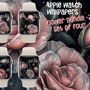 Apple Watch Wallpaper Flower Bundle 22, set of four, Watercolor Flower Watch Face