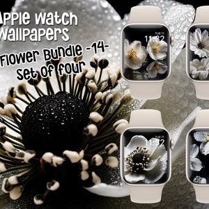 Apple Watch Wallpaper Flower Bundle 14, set of four, White Flower, Flower Watch Face
