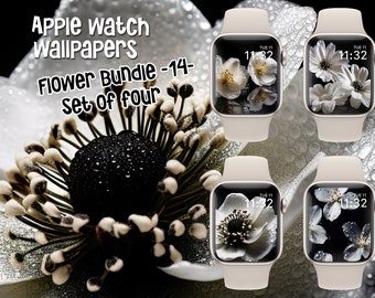 Apple Watch Wallpaper Flower Bundle 14, set of four, White Flower, Flower Watch Face