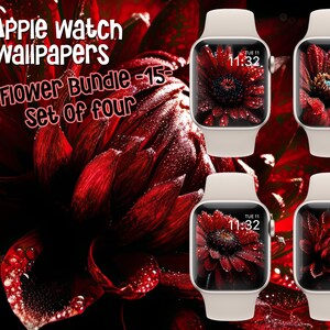 Apple Watch Wallpaper Flower Bundle 15, set of four, Red Flower, Flower Watch Face