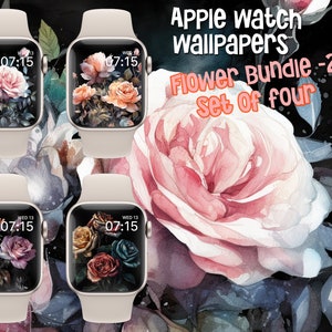 Apple Watch Wallpaper Flower Bundle 21, set of four, Watercolor Flower Watch Face