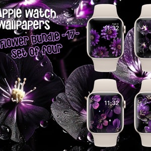 Apple Watch Wallpaper Flower Bundle 17, set of four, Purple Flower, Flower Watch Face