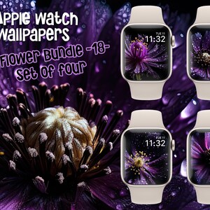 Apple Watch Wallpaper Flower Bundle 18, set of four, Purple Flower, Flower Watch Face