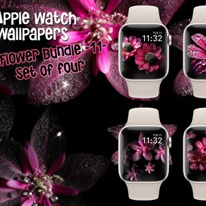 Apple Watch Wallpaper Flower Bundle 11, set of four, Pink Flower, Flower Watch Face
