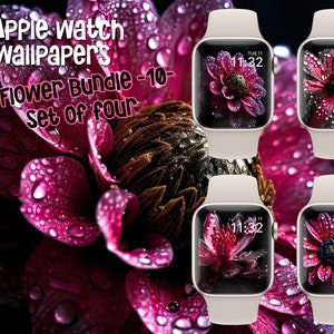 Apple Watch Wallpaper Flower Bundle 10, set of four, Pink Flower, Flower Watch Face