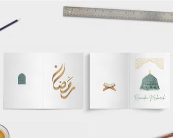Ramadan Mubarak printable cards, Ramadan Kareem cards, set of 5 Ramadan greeting cards, Muslim greeting cards, Islamic greeting cards