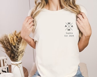 Minimalistisches personalisiertes Mom Shirt, Mom Est. Werdende Mama Geschenk, Geschenk für Mama, Muttertagsgeschenk, Muttertagsgeschenk, Muttertagsgeschenk