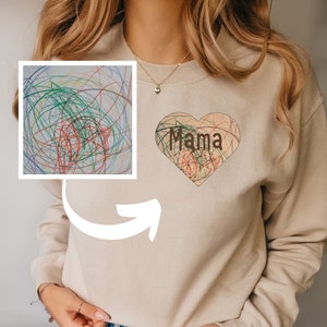 Sudadera con dibujo para niños personalizada, camiseta de arte para niños, regalo para mamá, regalo para papá, regalo personalizado para abuelos, suéter con dibujo para niños, dibujo para niños