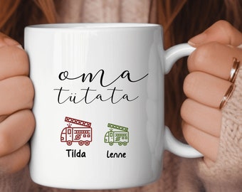 Oma Becher, benutzerdefinierte Oma Becher, Geschenk für Oma, Liebe wächst hier, Feuerwehrbecher für Oma, personalisierte Oma Becher