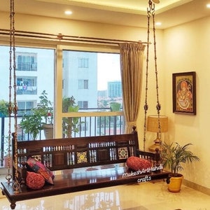 Handmade Wooden Porch Swing/ Wooden Ceiling Swing/Wooden Hanging Swing