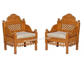 Conjunto de cadeiras de sofá de madeira artesanal/cadeiras de madeira/cadeiras de sofá esculpidas em madeira fina