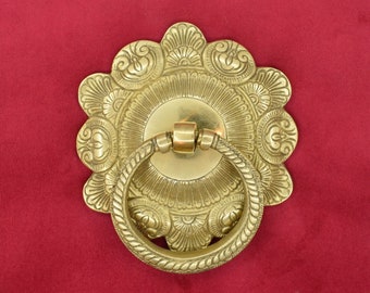 Handcrafted Brass Flower Door Knocker - Vintage Floral Home Entrance