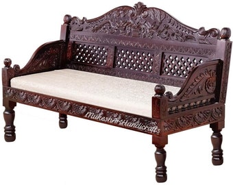 Handmade wooden three seater sofa/Wooden diwan/wooden fine carved sofa