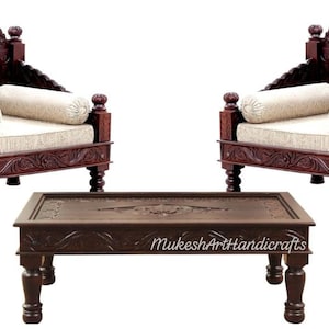 Handmade wooden sofa chairs set with coffee table/Wooden chairs/wooden fine carved sofa chairs with coffee table