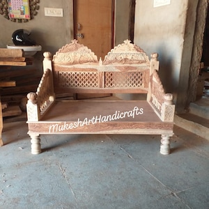Handmade wooden two seater sofa/Wooden diwan/wooden fine carved sofa