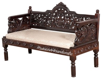 Handmade wooden three seater sofa/Wooden diwan/wooden fine carved sofa