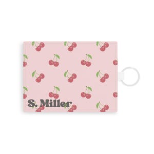 Personalized Card Holder, Cherry Card Holder with Name or Initials, Cherry, Lemon, Olive, Fruity Designs, Cute Custom Gift for Her