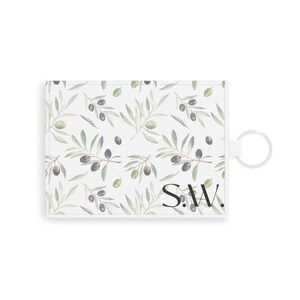 Porte-cartes personnalisé, porte-badge d'identification botanique avec nom ou initiales, motifs avocat, citron, olive, joli cadeau personnalisé pour elle