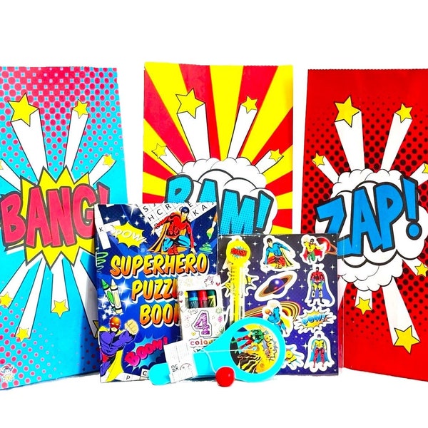 Superhero Themed Pre-Filled Party Bags Kids Girls Boys Birthday