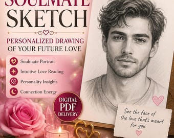 Dibujo personalizado de tu alma gemela / Retrato de tu futura pareja, lectura de energía amorosa y conexión romántica intuitiva (PDF).