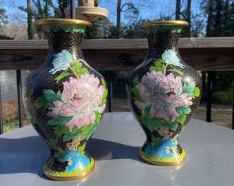 9.25" Chinese Cloisonné floral / butterfly vase - 1 available - please read description