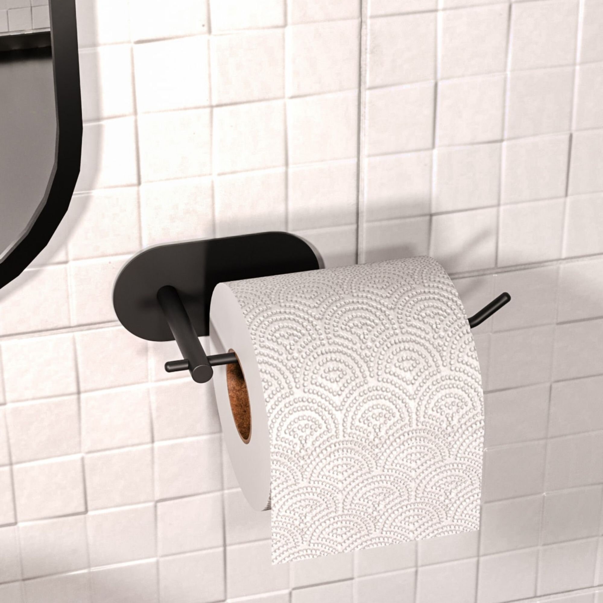 Toilet Paper Holder Matte Black, Toilet Tissue Roll Hangers Wall Mounted for Bathroom or Kitchen