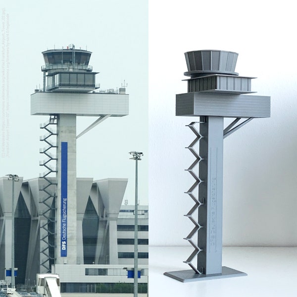 Frankfurt Fluglotsen Tower Modell - Realistischer ATC Kontrollturm Miniatur für Zuhause - Dekoratives Flughafenmodell