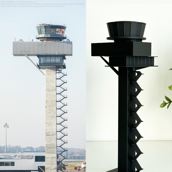 Berlin Fluglotsen Tower Modell - Realistischer ATC Kontrollturm Miniatur für Zuhause - Dekoratives Flughafenmodell