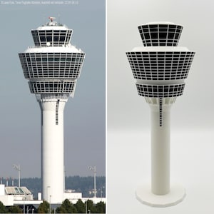 1:400 Munich Air Traffic Tower Model, Air Traffic Control Miniature, ATC Tower Model, Airport Miniature, Munich Airport, Pilot Miniature