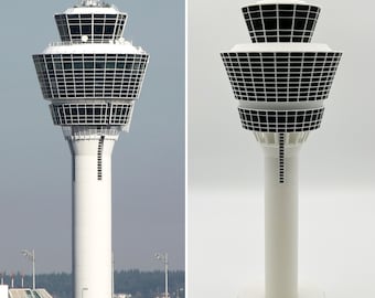 1:500 München Air Traffic Tower Model, Air Traffic Control Miniature, ATC Tower Model, Airport Miniature, München Airport, Pilot Miniature 1