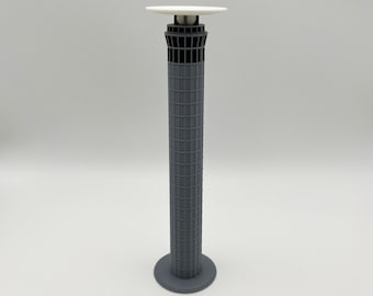 Model wieży kontroli ruchu lotniczego Charles de Gaulle w Paryżu w skali 1:400, miniatura kontroli ruchu lotniczego, model wieży kontroli ruchu lotniczego, miniatura lotniska, miniatura CDG LFPG