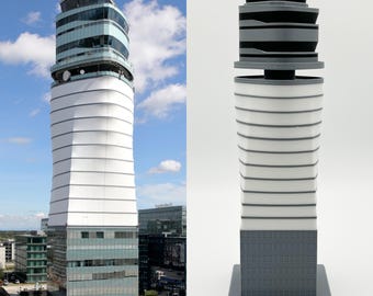 1:400 Vienna Schwechat Vienna Air Traffic Tower Model, Air Traffic Control Miniature, ATC Tower Model, Airport Miniature, Vienna Austria, Pilot