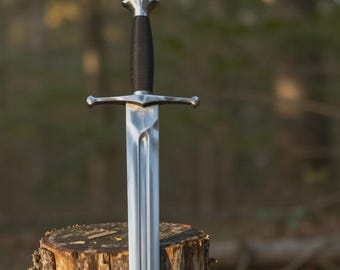 Handcrafted Medieval Longsword – Full Length Polished Steel Blade - gift for men