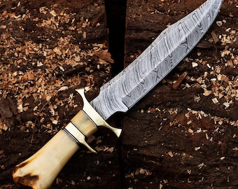 Custom handmade Damascus bowie knife, Handmade Hunting Knife, Best for Anniversary gift, Christmas gifts, birthday gift,Wedding Gift for men