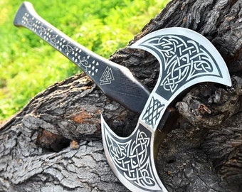 Double Blade Battle Axe, Rare Double Headed Axe,  Viking Double Sided Axe, Hand Forged Double bit Axe, Best Men Gifts,  Personalized Gifts