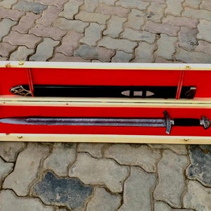 Handmade Damascus Sword, Sword with Wooden Box, Sword with Scabbard, Best Birthday Gift, gift for father, Anniversary Gifts, Christmas Gifts