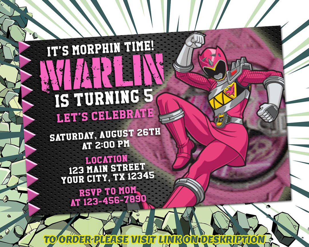 Power Rangers Birthday Invitation Power Rangers Invitation - Etsy