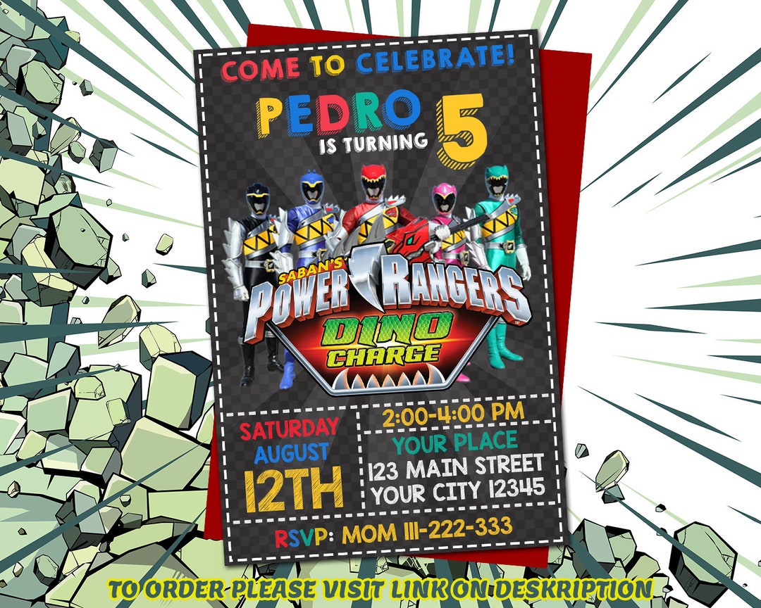 Power Rangers Birthday Invitation Power Rangers Invitation - Etsy