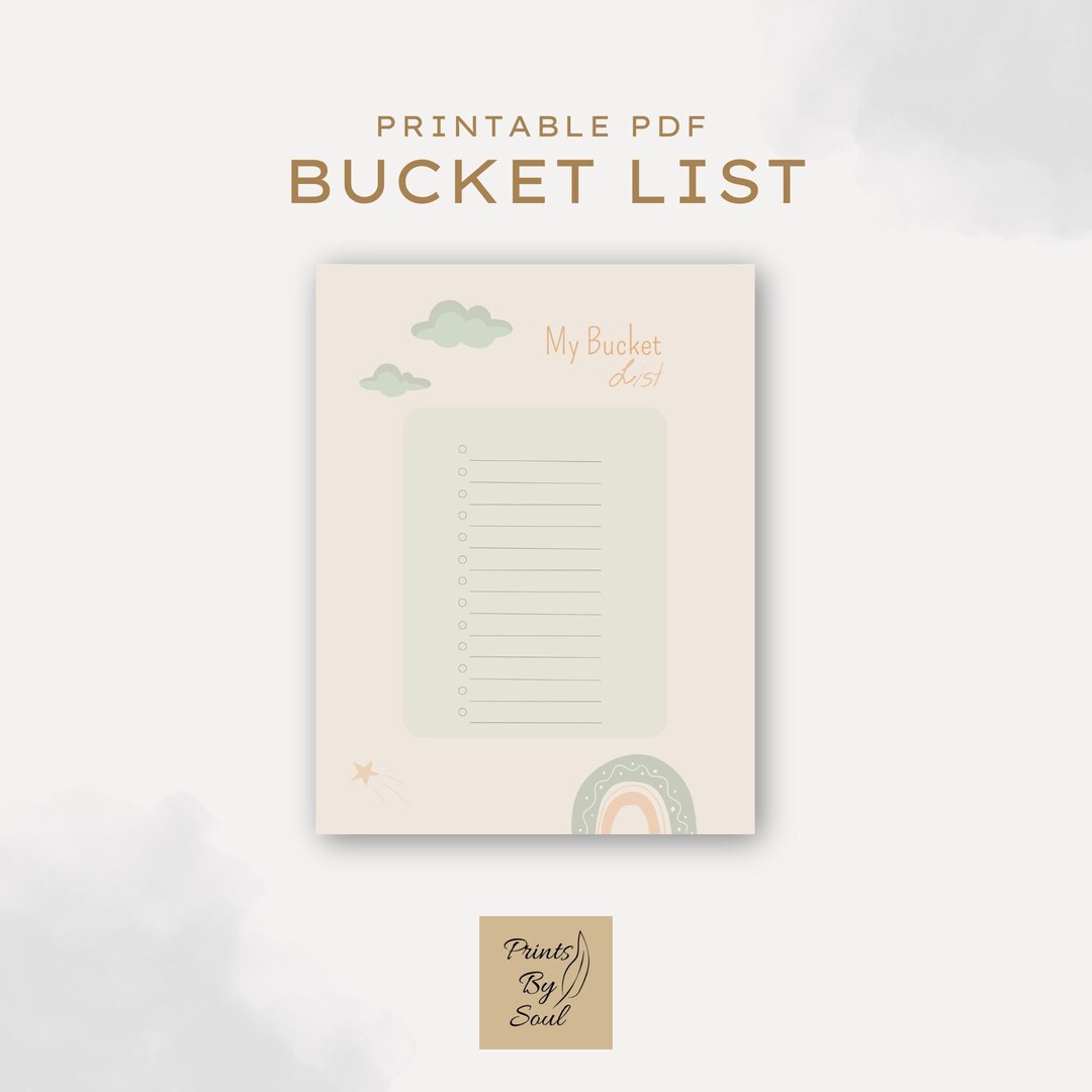 Cute Printable Bucket List Digital PDF Download to Print Etsy Cute Printable Bucket List Digital PDF Download to Print Etsy