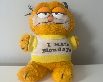 Rare cute Garfield plush I hate Monday from the 90s Jim Davis | Orange cat