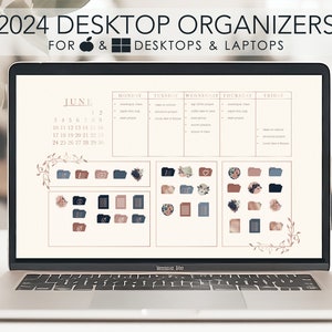 ROSE GOLD 2024 Work Business School Productivity bundle | Custom Desktop Icon Set For Windows And Mac | Desk Organizer | Wallpaper Desktop