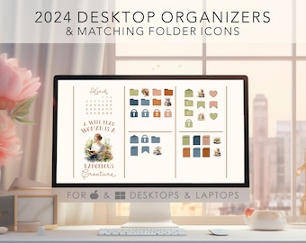 BOOK LOVERS 2024 Paquete de productividad de Work Business School / Conjunto de iconos de escritorio personalizados para Windows y Mac / Organizador de escritorio / Wallpaper Desktop