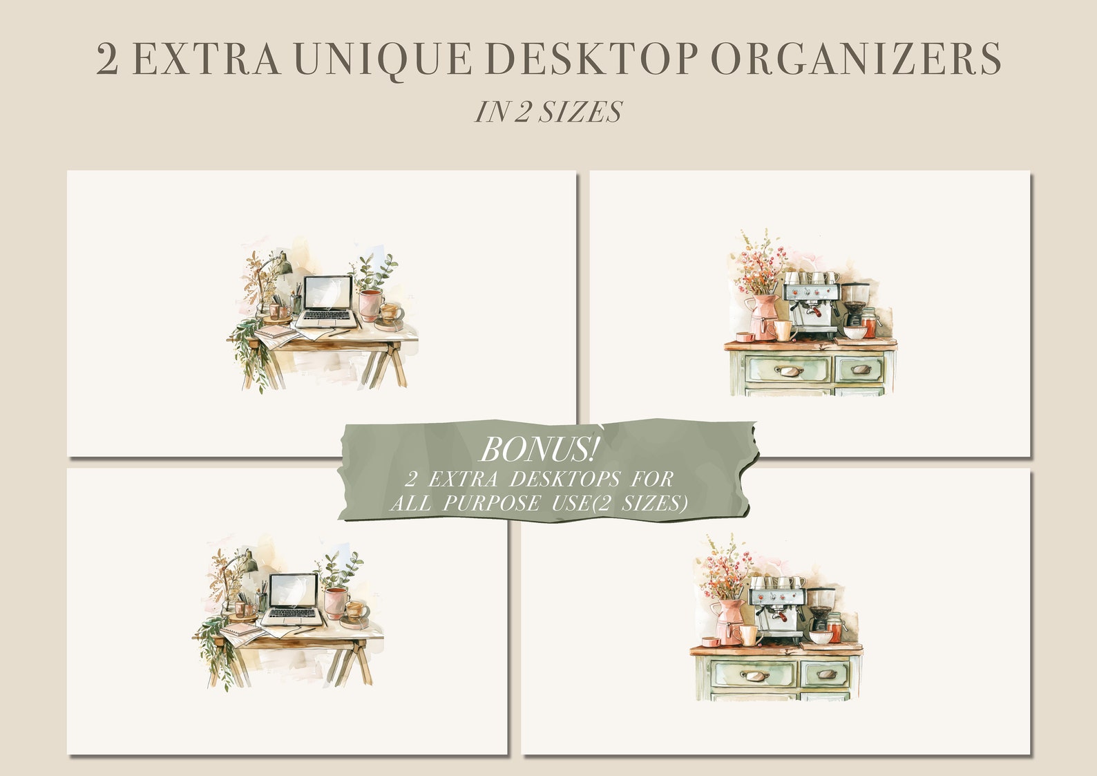 BOHO HYGGE 2024 Desktop Organizer Wallpaper With Folders Custom Desktop ...