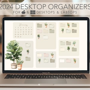 PLANT LOVER 2024 Work Business School Ensemble de productivité | Ensemble d’icônes de bureau personnalisé pour Windows et Mac | Organisateur de bureau | Fond d'écran de bureau