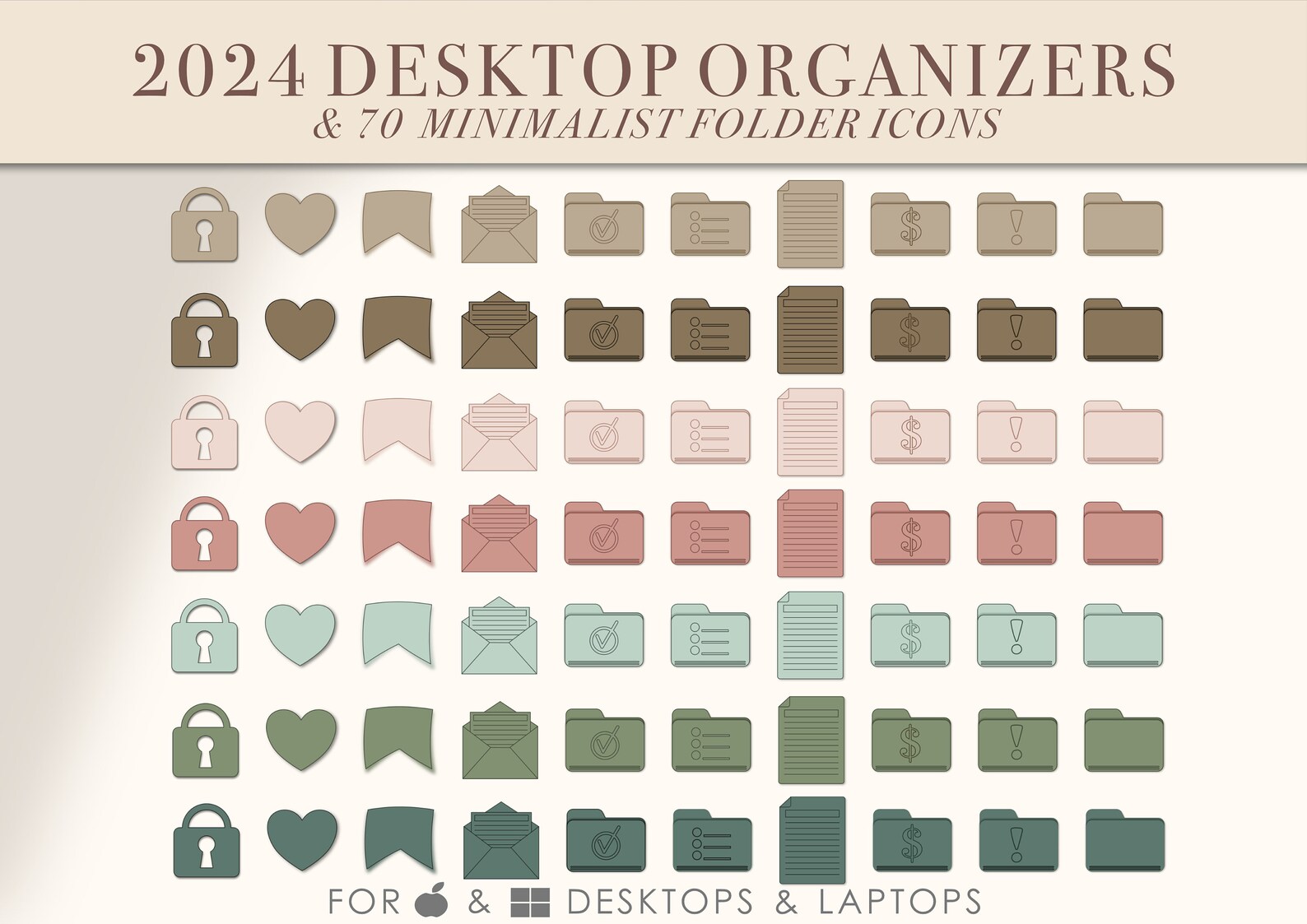 BOHO HYGGE 2024 Desktop Organizer Wallpaper With Folders Custom Desktop ...