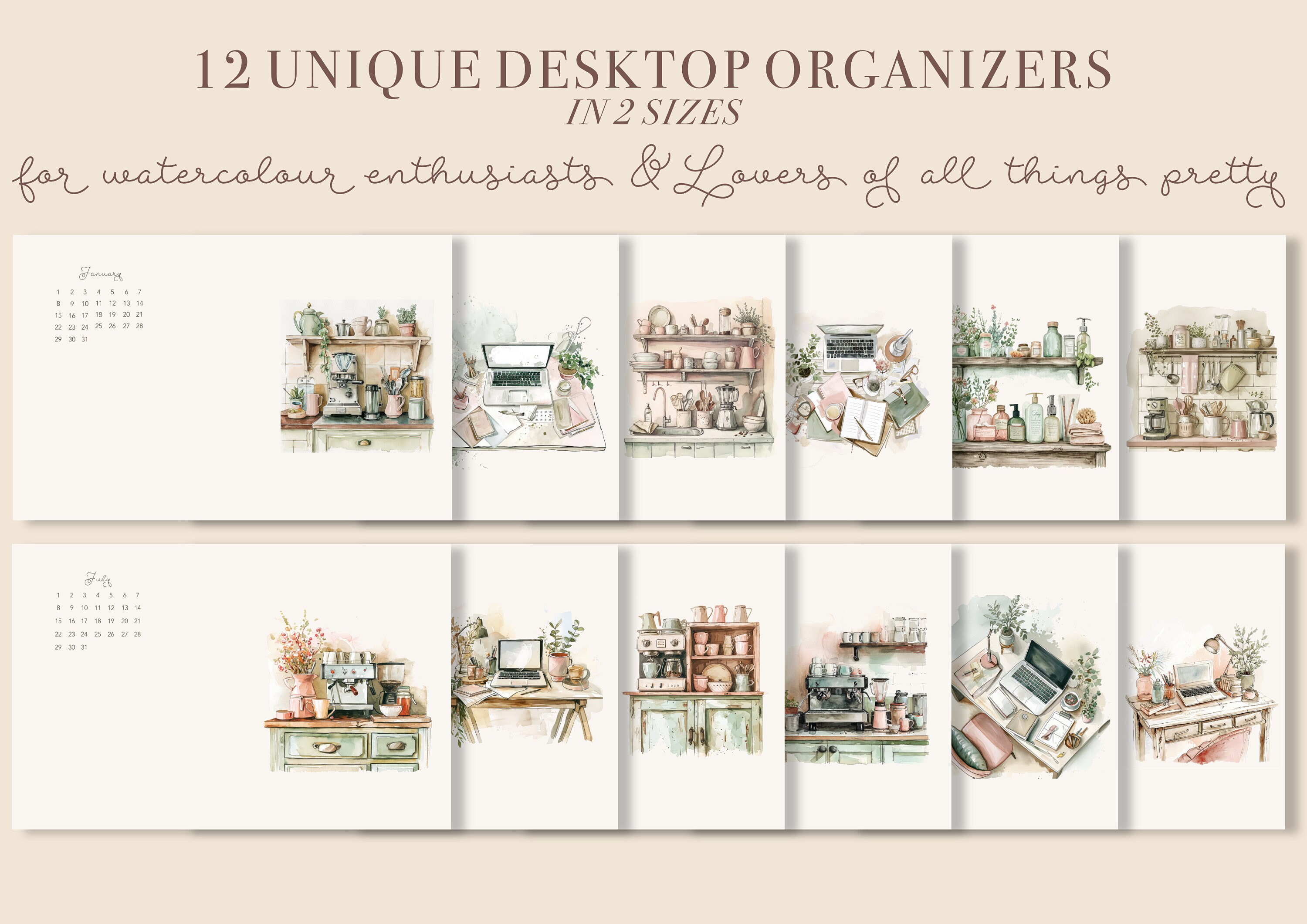 BOHO HYGGE 2024 Desktop Organizer Wallpaper With Folders Custom Desktop