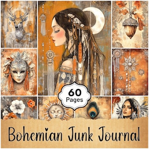 Bohemian Junk Journal Pages, Spiritual Bohemian Digital Papers, Vingage Digital Collage Sheets, 8.5x11 Scrapbook Paper, Instant Download A56