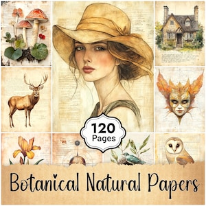 Botanical Junk Journal Pages, Nature-Inspired Floral Paper, Vintage Scrapbook Printables, Digital Ephemera, Instant Download A49